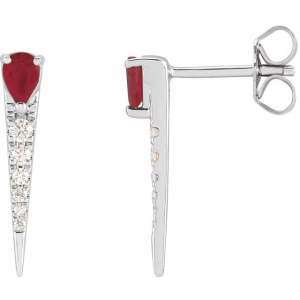 Imanuella Natural 3 Prong Ruby Diamond Earrings