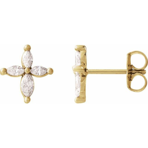 Pia Lab-Created Yellow Gold 2 Prong Studs Diamond Earrings