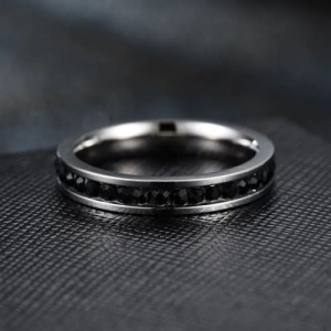 Eviana 1.00 Carat Black Round cut Channel Set  Diamond Ring