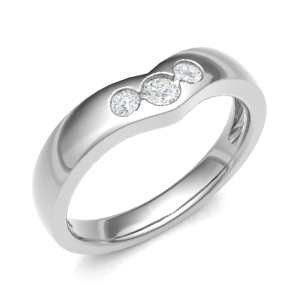 Ellfredda 0.15 Carat Natural Round cut Bezel  3 Stone Diamond Ring