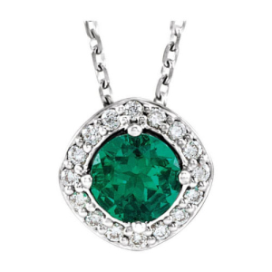 Wardell 0.16 Carat Round cut 4 Prong  Emerald Necklace