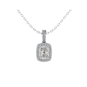 Thera Natural Diamond 4 Prong Halo Pendant Necklace