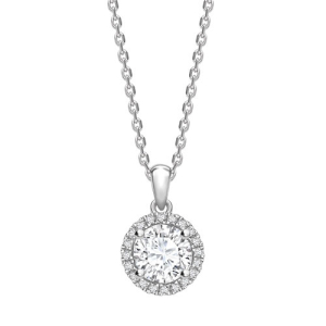 Tarra 0.20 - 3.00 Carat Natural Diamond Round cut 4 Prong  Halo Pendant Necklace
