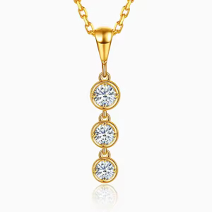 Theolene Lab-Created Diamond Rose Gold Semi Bezel Journey Pendant Necklace
