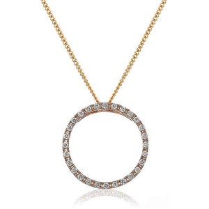 Philberta Lab-Created Diamond Rose Gold Shared Prong Circle Pendant Necklace
