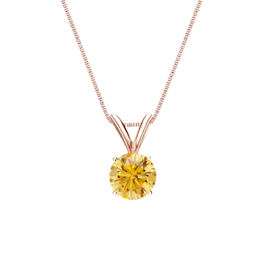 Tycia Rose Gold 4 Prong Yellow Diamond Pendant Necklace