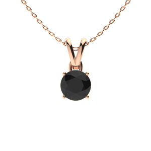 Tinkerbell Rose Gold 4 Prong Black Diamond Necklace