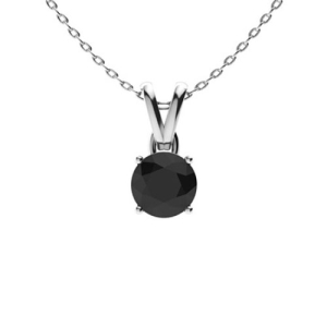 Tinkerbell 0.50 - 1.75 Carat Round cut 4 Prong  Black Diamond Necklace