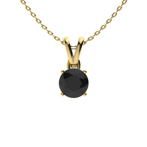 Tinkerbell Yellow Gold 4 Prong Black Diamond Necklace