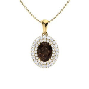 Urbana Brown Yellow Gold 4 Prong Champagne Diamond Pendant Necklace
