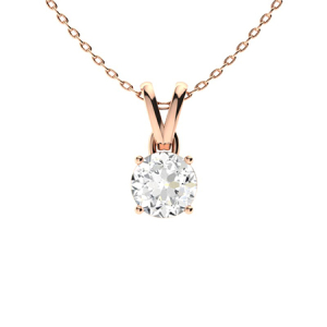 Ruti Lab-Created Diamond Rose Gold 4 Prong Solitaire Pendant Necklace