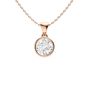 Quelle Natural Diamond Rose Gold Bezel Set Solitaire Pendant Necklace
