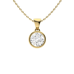 Quelle Natural Diamond Yellow Gold Bezel Set Solitaire Pendant Necklace