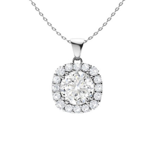 Tamana Natural Diamond Double Prong Halo Pendant Necklace
