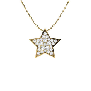 Tyenna Natural Diamond Yellow Gold Pave Set Cluster Pendant Necklace