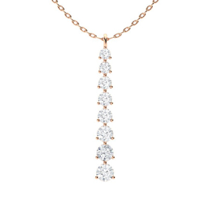 Theronda Lab-Created Diamond Rose Gold 3 Prong Journey Pendant Necklace