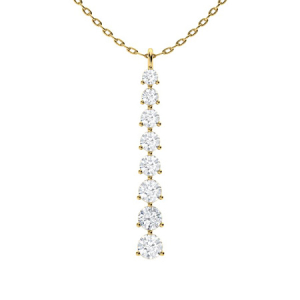 Theronda Lab-Created Diamond Yellow Gold 3 Prong Journey Pendant Necklace