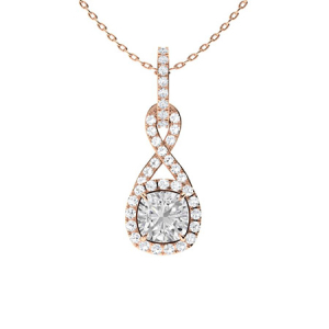 Treyce Lab-Created Diamond Rose Gold 4 Claw Set Drop Pendant Necklace