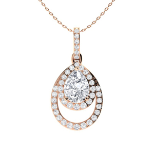 Tryssa Lab-Created Diamond Rose Gold 3 Prong Drop Pendant Necklace