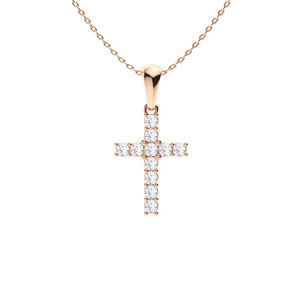 Parya Lab-Created Diamond Rose Gold  4 Prong Cross Pendant Necklace