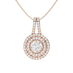 Philyra Lab-Created Diamond Rose Gold 4 Prong Circle Pendant Necklace
