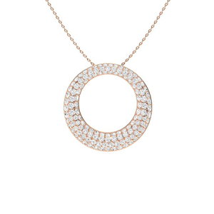 Pholma Lab-Created Diamond Rose Gold Pave Set Circle Pendant Necklace
