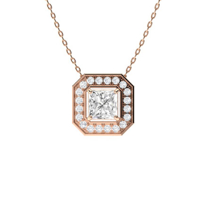 Thomasyne Natural Diamond Rose Gold Claw Set Designer Pendant Necklace
