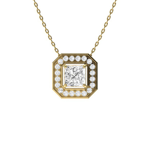 Thomasyne Natural Diamond Yellow Gold Claw Set Designer Pendant Necklace