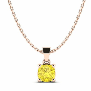 Tyrianne Rose Gold 4 Prong Yellow Diamond Pendant Necklace