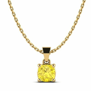 Tyrianne Gold 4 Prong Yellow Diamond Pendant Necklace