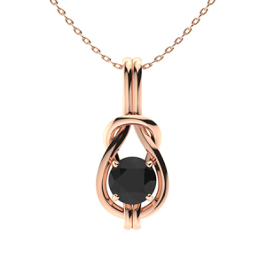 Udele Rose Gold 4 Prong Black Diamond Necklace
