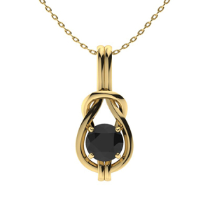 Udele Yellow Gold 4 Prong Black Diamond Necklace