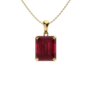 Hibiscus Natural Ruby Yellow Gold 4 Claw Set  Necklace
