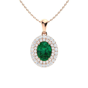 Winter Emerald Rose Gold 4 Prong  Necklace