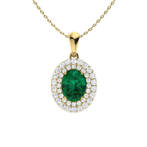 Winter Emerald Yellow Gold 4 Prong  Necklace