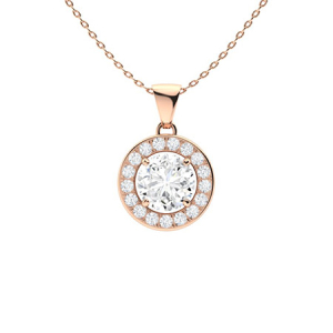 Vionna Rose Gold 4 Claw Set Moissanite Diamond Pendant Necklace
