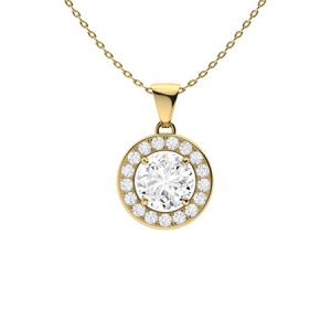 Vionna Yellow Gold 4 Claw Set Moissanite Diamond Pendant Necklace