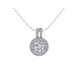 Tira Natural Diamond Halo Pendant Necklace