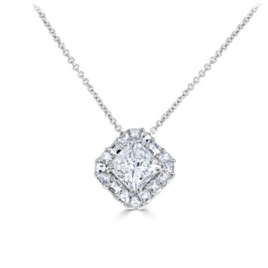 Taresa Lab-Created Diamond 4 Claw Set Halo Pendant Necklace