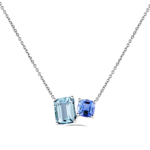 Viviana Aquamarine Rose Gold 4 Prong  Necklace