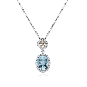 Quinnie Aquamarine Yellow Gold 4 Prong  Necklace