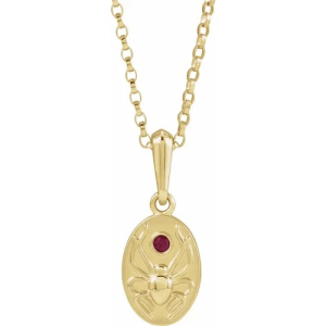 Hyacinthus Natural Ruby Yellow Gold Bezel Set  Necklace