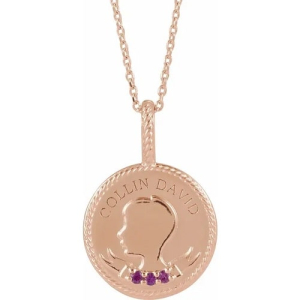 Parvani Natural Ruby Rose Gold Prong Set  Necklace