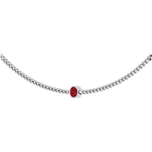 Penha Natural Ruby Silver Bezel Set  Necklace