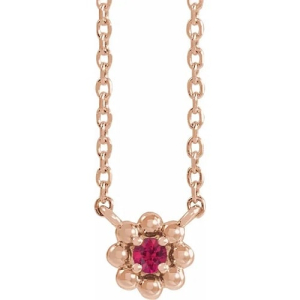 Hypericum Natural Ruby Rose Gold 4 Prong  Necklace