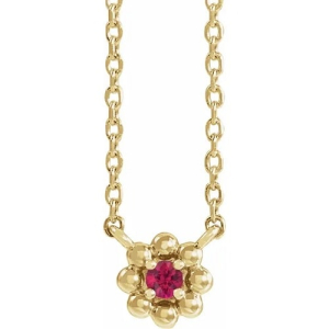 Hypericum Natural Ruby Yellow Gold 4 Prong  Necklace