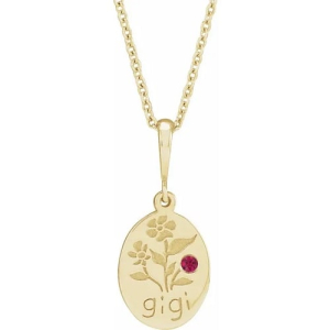 Hostas Natural Ruby Yellow Gold Bezel Set  Necklace