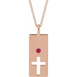 Ilex Natural Ruby Rose Gold Bezel Set  Necklace