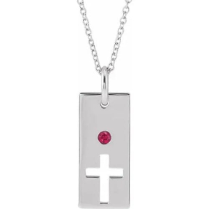 Ilex Natural Ruby Silver Bezel Set  Necklace