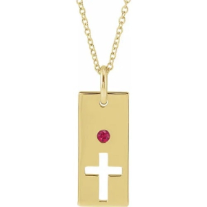 Ilex Natural Ruby Yellow Gold Bezel Set  Necklace